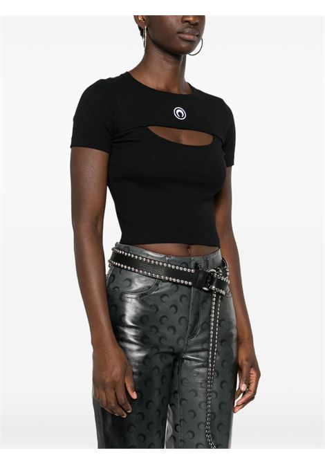 moon logo cut-out t-shirt woman black MARINE SERRE | WTT023A CJER0011BK99